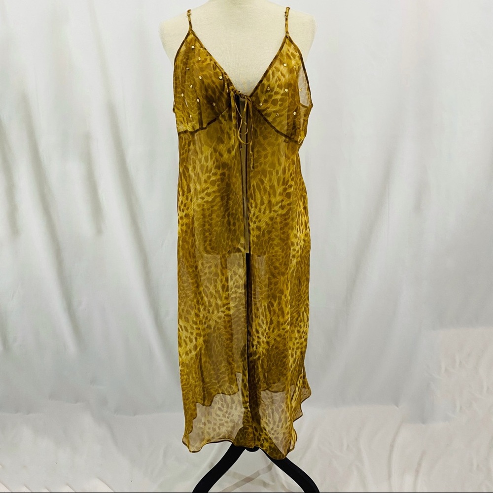 Ashley Stewart Sheer Animal Print Tie Front